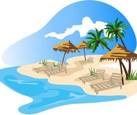 Summer beach with holiday 1 vector