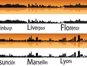 Urban Silhouette 1 set vector