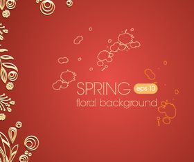 Glod Floral and red background vector