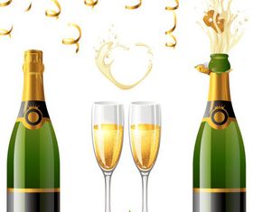 Wine Bottle and Wineglass 3 vector graphic