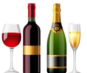 Wine Bottle and Wineglass 5 vector graphic
