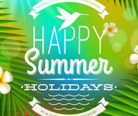 Happy Summer holiday backgrounds 3 vector material