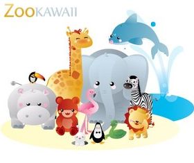 Cartoon Zoo kawaii vector