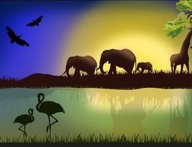 Nature with Animal vector set