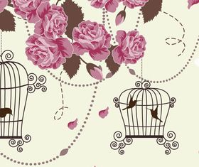 Rose with Bird 1 vector