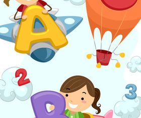 Cute cartoon Alphabet letter and Digital vector art 02 free download