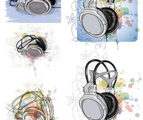 Headset design elements vectors