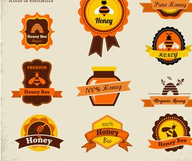 Honey bee labels vectors graphic