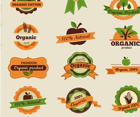 Organic food labels Illustration vector