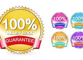 Money back Guarantee labels 2 set vector