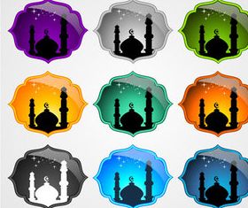 Glass Mosque labels vector