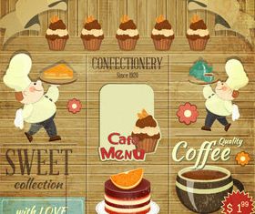 Retro food menu cover 2 vector graphics