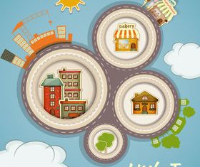 Cute Town infographics vector