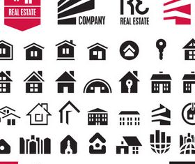 Houses Black icons vector graphics