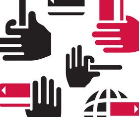 Red and Black hand icons vector graphic