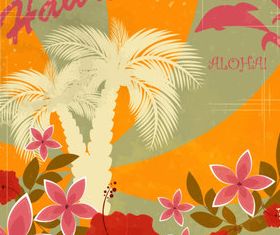 Retro Traveling elements backgrounds 1 vectors material