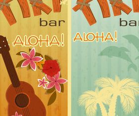 Retro Traveling elements backgrounds 3 creative vector