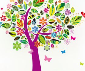 Colorful floral tree vector