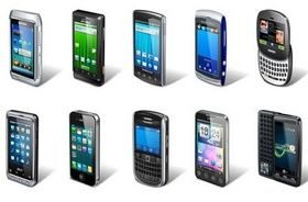 Different intelligent mobile phone design vector