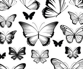 Hand drawn cherries and butterflies vector free download