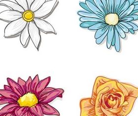 Different Shiny Flowers art vector