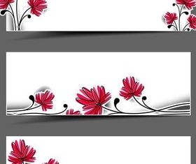 White Floral Banners art design vectors