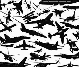 Airplane Silhouettes shiny vector