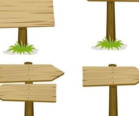 Wooden Signs art set vector