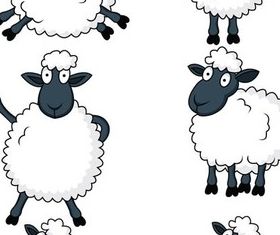 Cute sheeps shiny vector