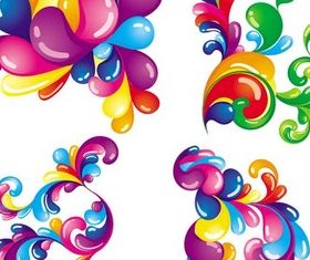 Shiny Floral Elements vector set