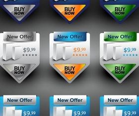 Stylish Web Stickers art set vector