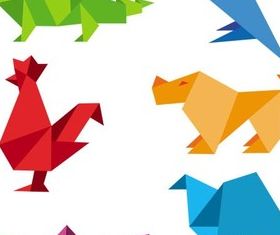 Shiny Origami Animals creative vector