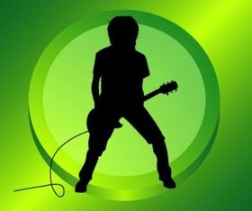 Guitar Player Silhouette shiny vector