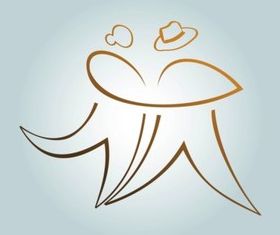 Dancing Couple Logo shiny vector