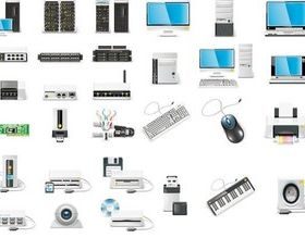 Computer and parts set vector