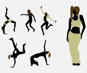 Dancer Silhouettes shiny vector