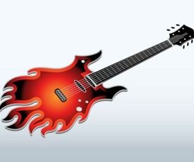 Flaming Electric Guitar vector