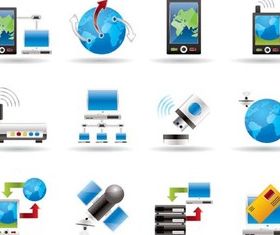 Network Color Icons free vector