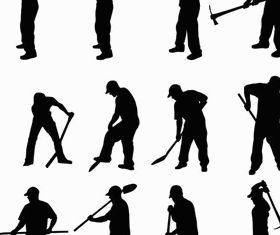 Silhouettes miners Vector