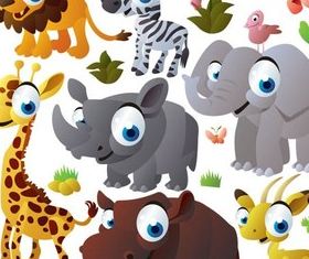 Cute African Animals Vector Illustration