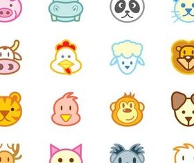 Cute muzzles animals vectors graphic