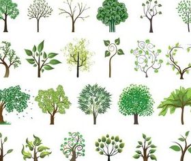 Different Colorful Trees Illustration vector