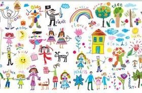Childrens drawings free vector