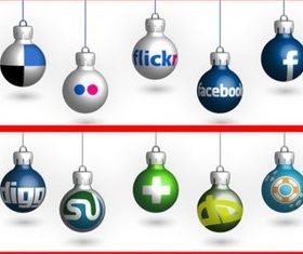 Social Medi Christmas Balls vector set