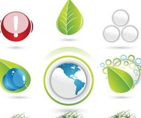 Green Round Nature Icons art vector
