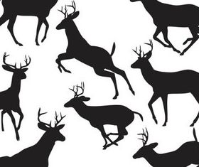 Silhouettes deer design vectors