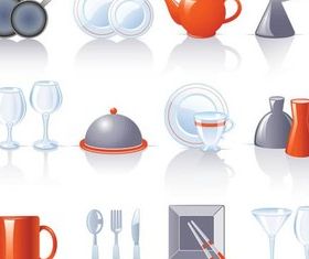 Colorful kitchen icons vector design