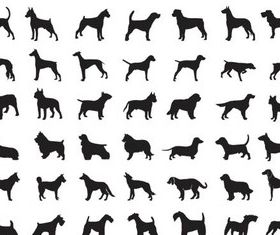 Different silhouettes dogs art creative vector