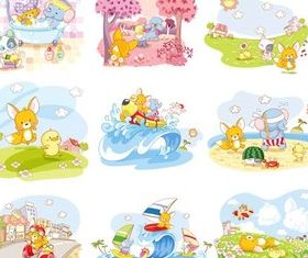 Cartoon Cute Color Animals vector design