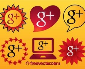 Google Plus Icons vector set
